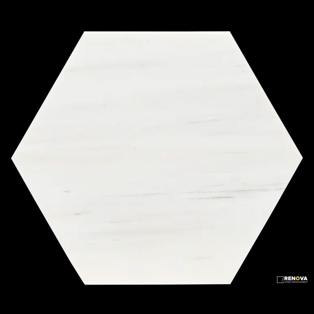 DOLOMITE WHITE HONED HEXAGON 8"