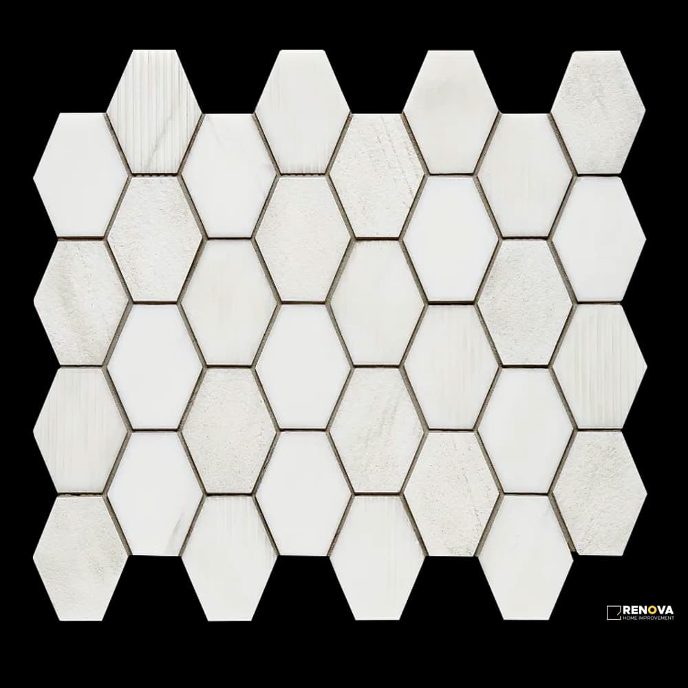 DOLOMITE WHITE MULTI FINISH HEXAGON MOSAIC
