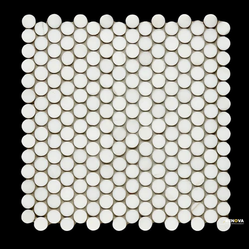 DOLOMITE WHITE PENNY ROUND MOSAIC 3/4"
