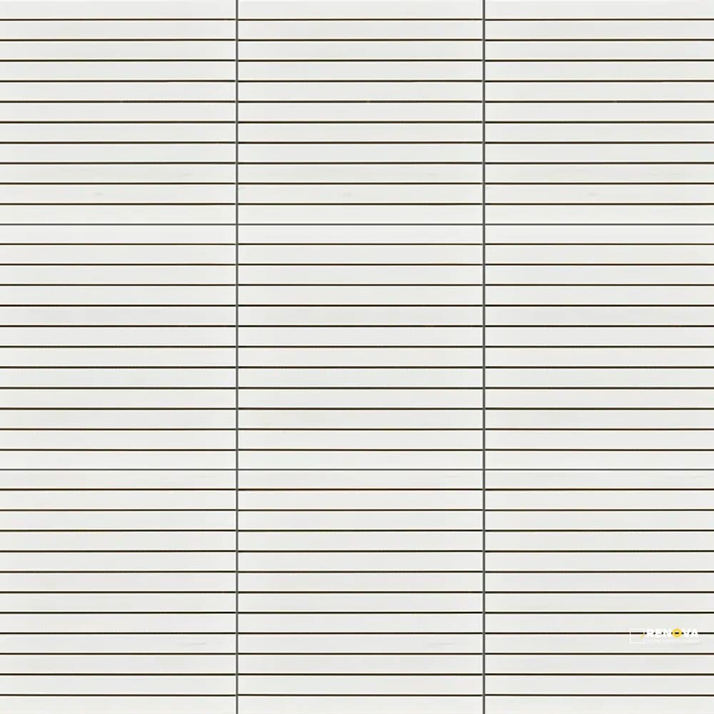 DOLOMITE WHITE HONED STRAIGHT STACK MESH MOSAIC 1" X 12"