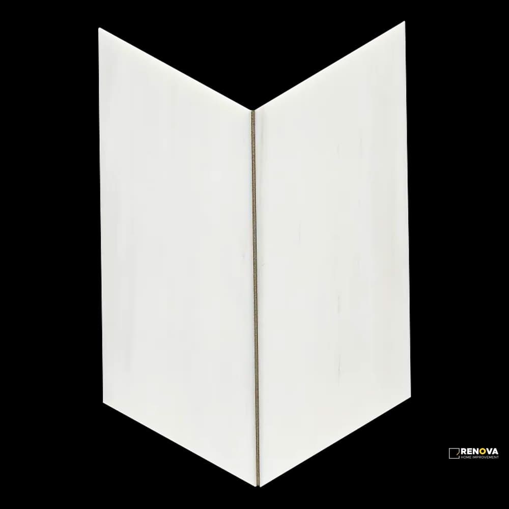 DOLOMITE WHITE LARGE CHEVRON MOSAIC
