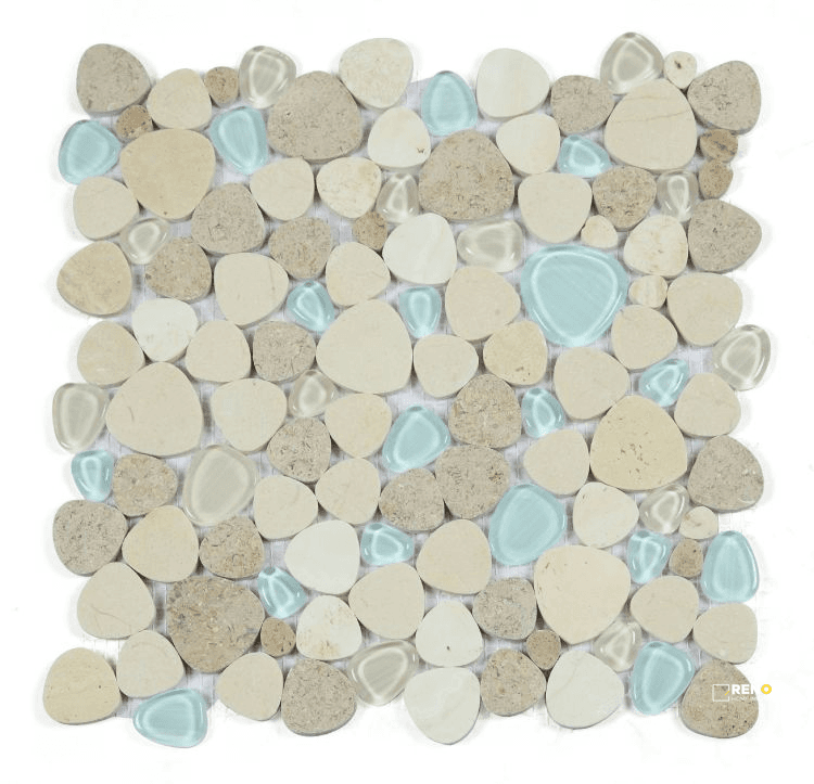 PEACH BLUE ROMA GLASS MOSAIC 12" X 12"