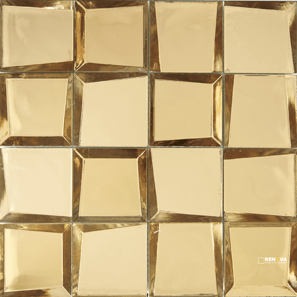 CROSSVILLE SIDEVIEW GLASS GOLD 3X3 MOSAIC POLISHED .969 SF/SHT