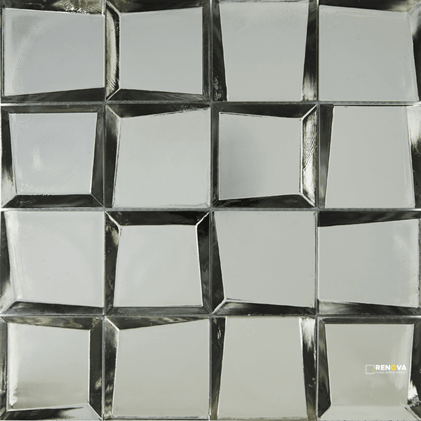 CROSSVILLE SIDEVIEW GLASS TUNGSTEN 3X3 MOSAIC POLISHED .969 SF/SHT