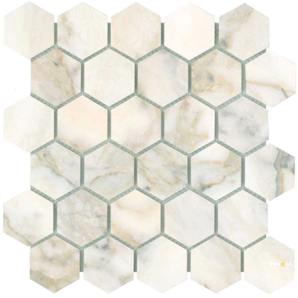 CALACATA GIALLO HONED 2 HEXAGON MOSAIC 12X12