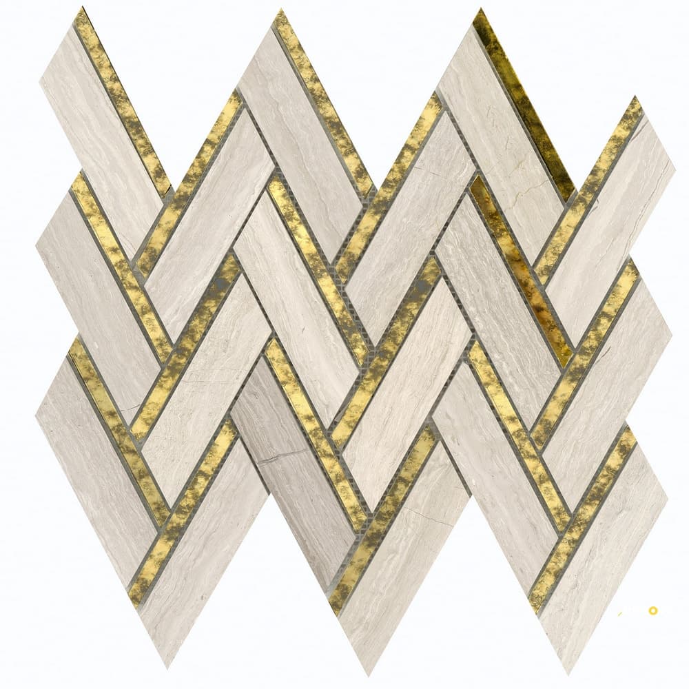 IMPULSE CREAM CHEVRON HONED MOSAIC 14X15