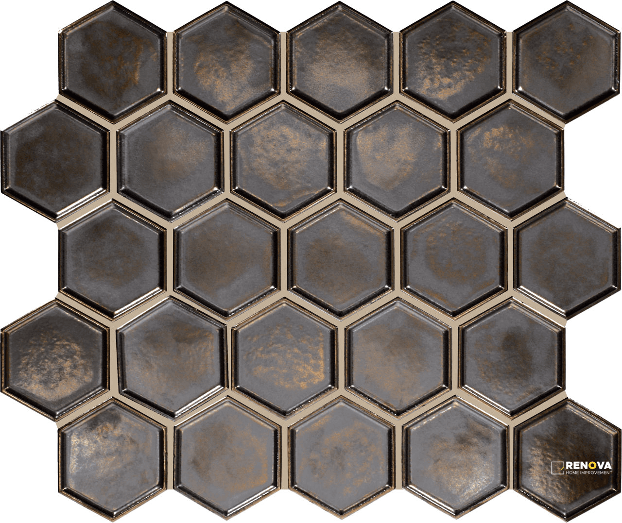 ARTEFINO JEWEL FRAMED HEXAGON MATTE MOSAIC 2.5 - 14X12