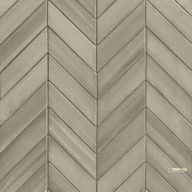 WATERCOLOR GRIGIO CHEVRON MOSAIC 12X15