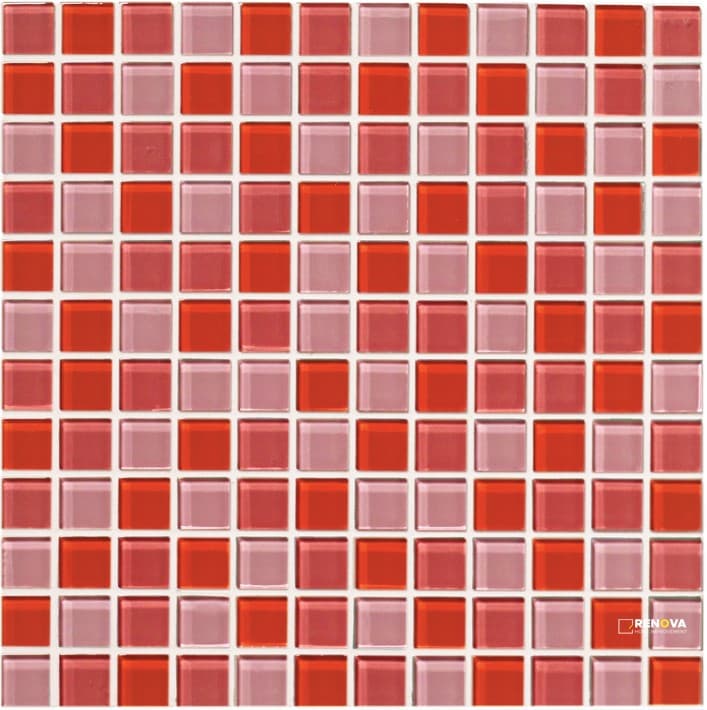 CROSSVILLE GLASS BLOX SUNRISE, ROSE AURA, AND FLAME 1X1 MOSAIC .9385 SF/SHT