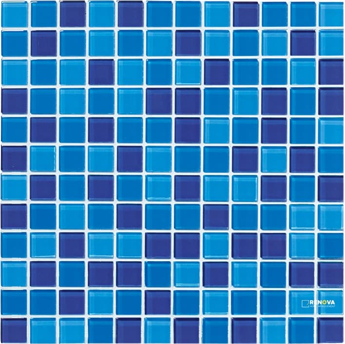CROSSVILLE GLASS BLOX ANGEL FISH, BLUE GROTTO, AND PURPLE ZING 1X1 MOSAIC .9385