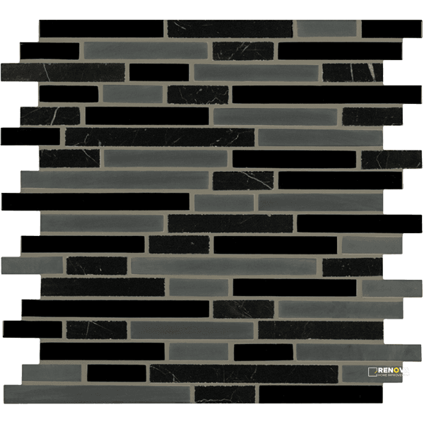 CROSSVILLE EBB AND FLOW CINDERS AND SMOKE MIXED LINEAR MOSAIC 1 SF/SHT