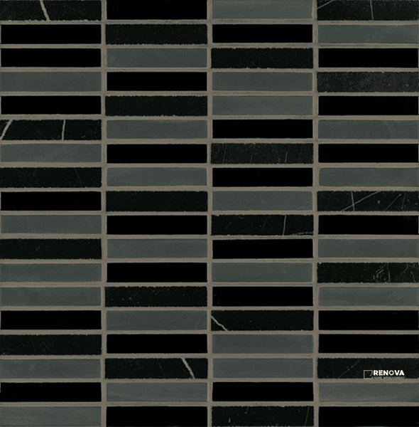 CROSSVILLE EBB AND FLOW CINDERS AND SMOKE 1/2X3 STACKED MOSAIC .9588 SF/SHT