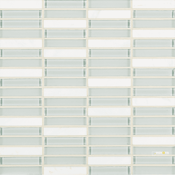 CROSSVILLE EBB AND FLOW SNOW AND ICE 1/2X3 STACKED MOSAIC .9588 SF/SHT