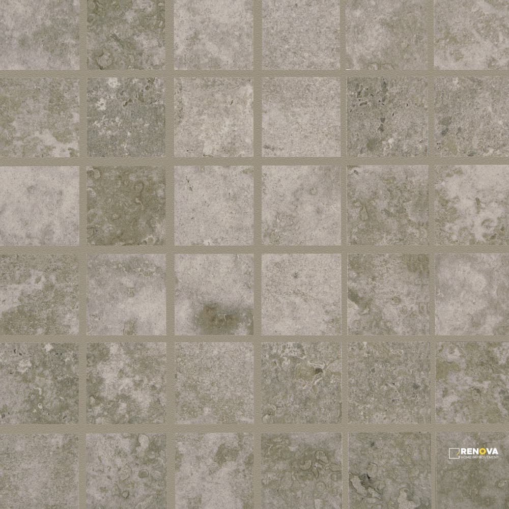 CROSSVILLE STONE FICTION TRAVERTINE SILVER 2X2 MOSAIC UNPOLISHED .975 SF/SHT