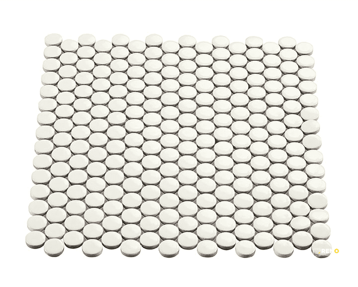 CROSSVILLE MULTIPLIER WHITE 3/4 PENNY ROUND MOSAIC GLOSS 1 SF/SHT