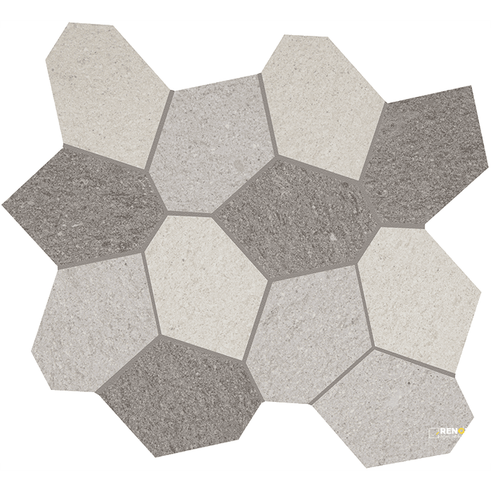 CROSSVILLE CIVILIZATION COOL BLEND POLYGON MOSAIC UNPOLISHED 1.07 SF/SHT