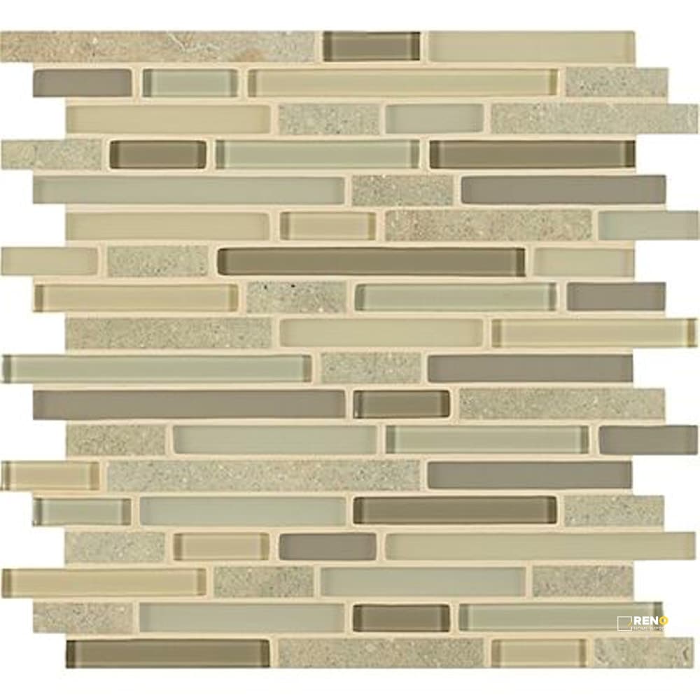 CROSSVILLE EBB AND FLOW STICKS AND STONES MIXED LINEAR MOSAIC 1 SF/SHT