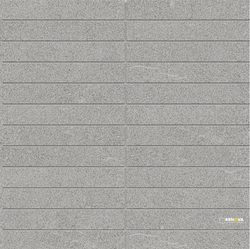 CROSSVILLE SOCIALE AUGUSTUS GREY 1X6 STACKED MOSAIC FEATHER SOFT .95 SF/SHT