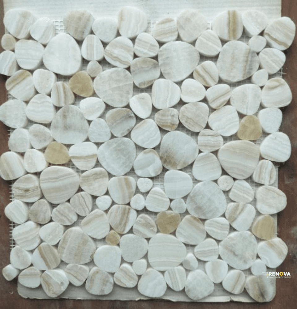 APHRODITE ONYX IVORY HONED MOSAIC 12" X 12"