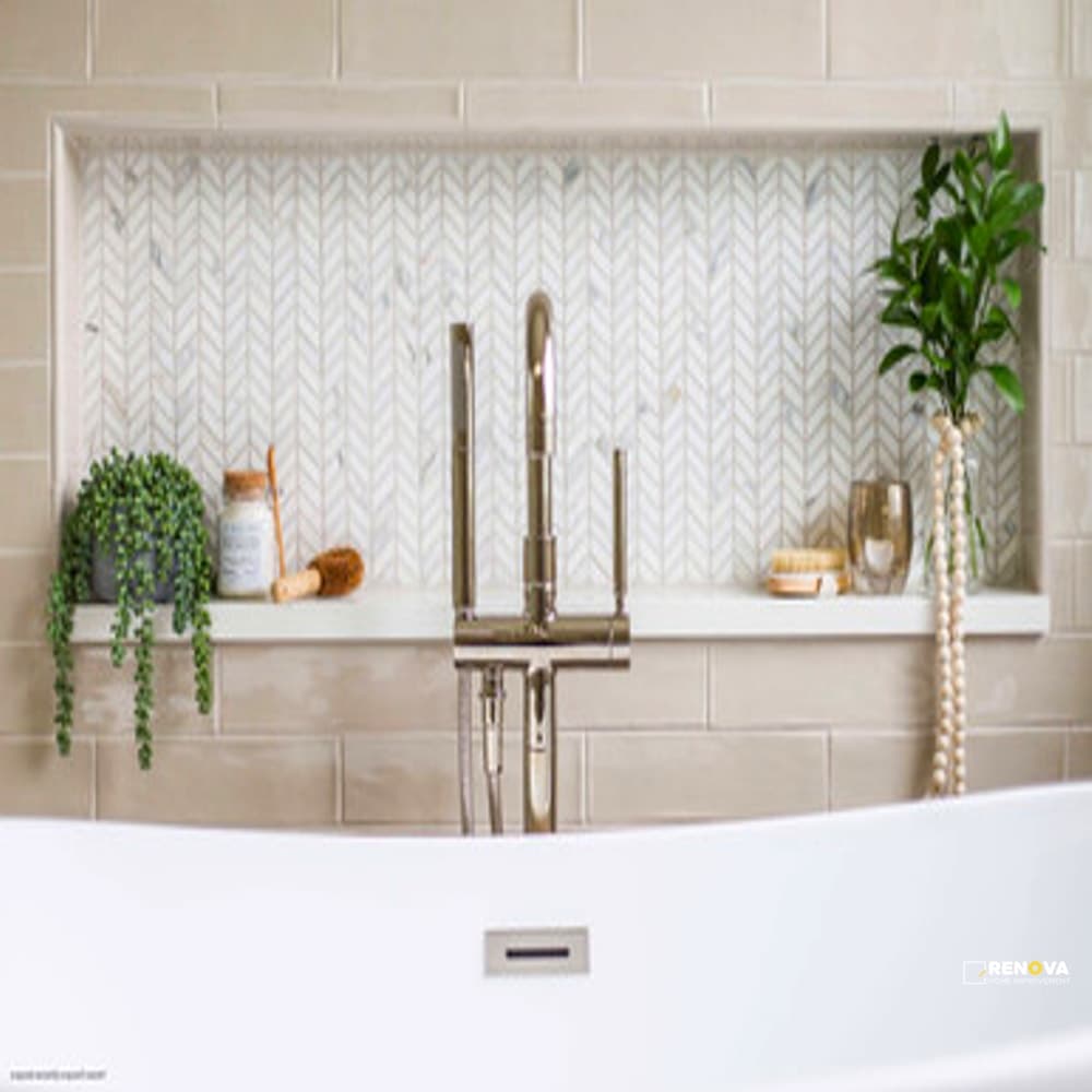 WHITE CARRARA HONED CHEVRON MOSAIC