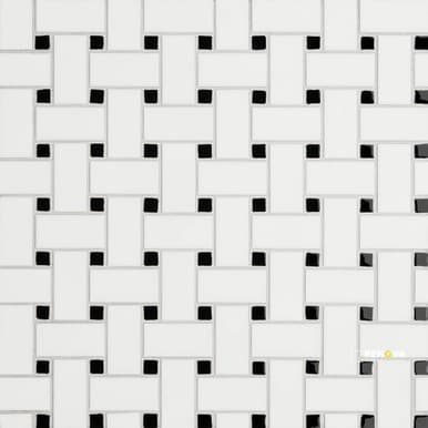 LE CAFE BASKETWEAVE WHITE/BLACK MOSAIC MATTE W/ GLOSS DOT